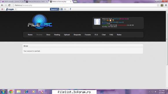 salut cand intru pe filelist si dau la brows imi zice ca acc meu este parcat account parked
